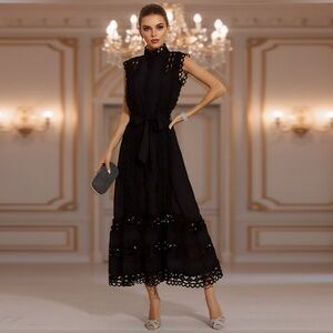 ✨ “Midnight Heirloom Cotton Lace Dress”